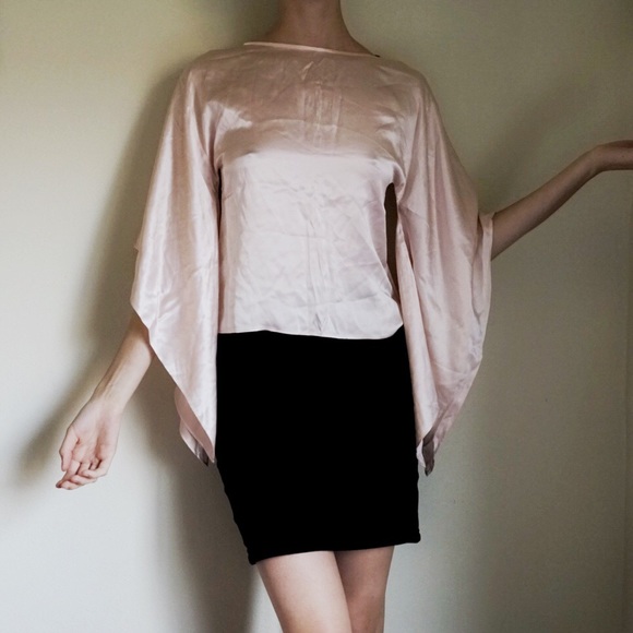 Vintage Tops - Vintage pale pink 100% silk blouse